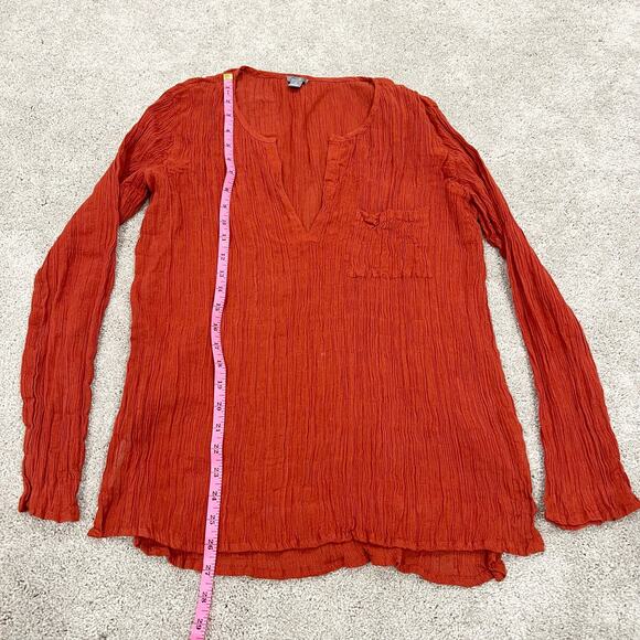Aerie Women's Rust Colored Long Sleeve Cotton Blouse with Pocket Size S - Picture 8 of 9